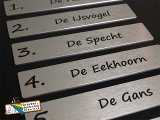 Aluminium deurbordjes met een RVS look, bv met dierennamen